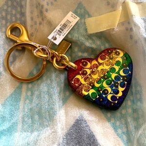 Coach Pride Signature Heart Bag Charm/Keychain